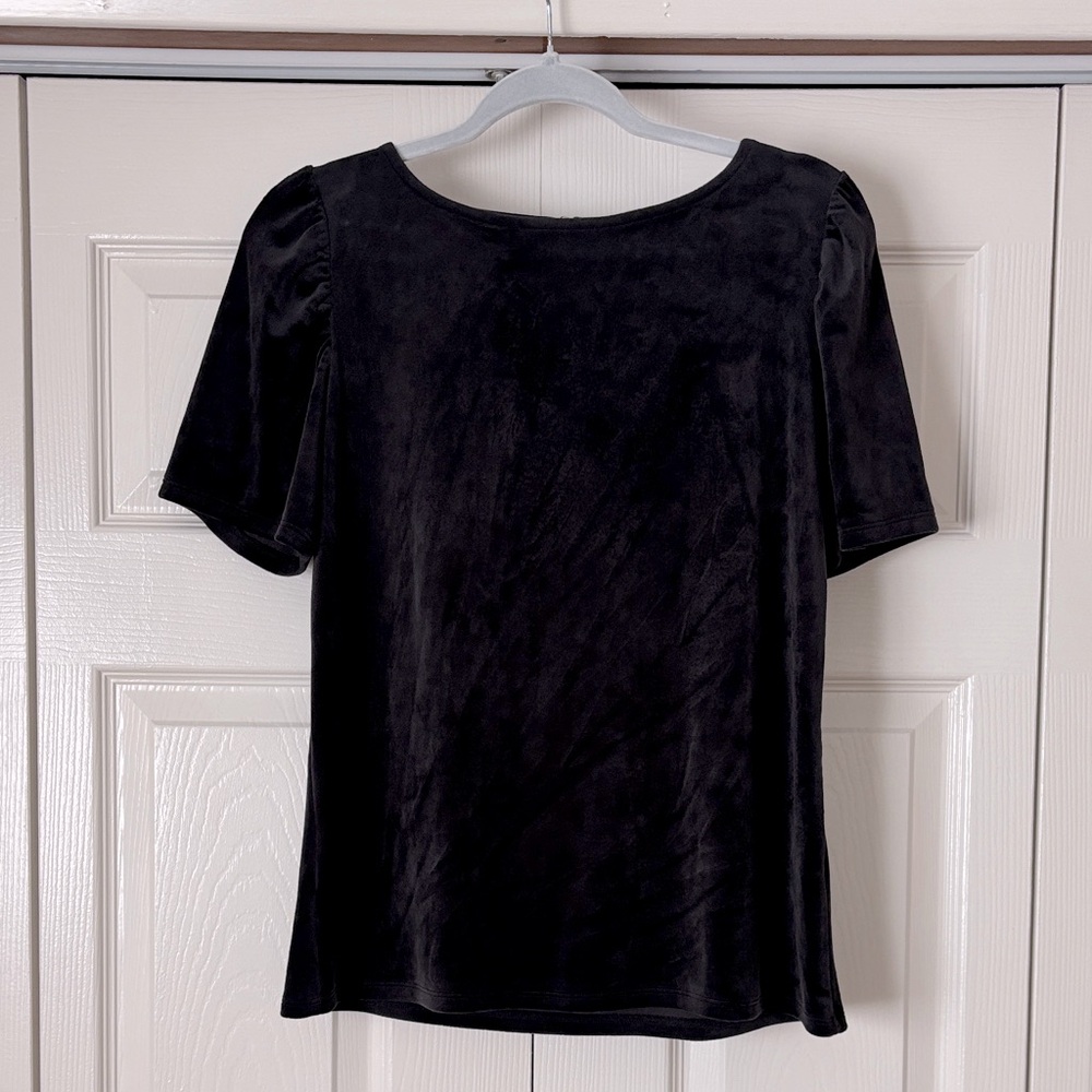 LOFT Velvet Blouse with Gently Ruched Shoulders